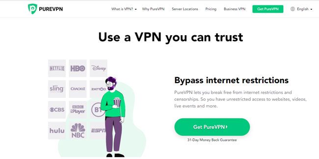 PureVPN Homepage