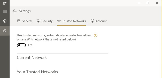 TunnelBear Trusted Networks Feature
