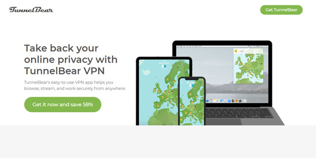 Начална страница на Tunnelbear VPN Review