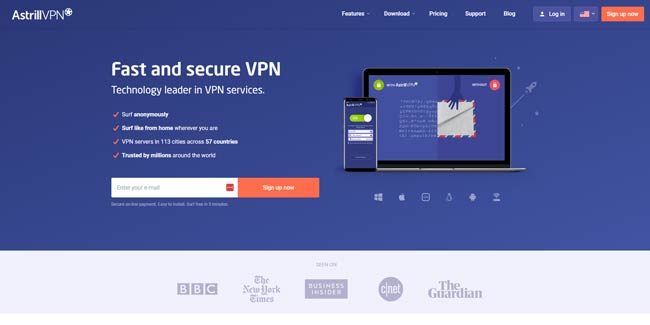 AstrillVPN Review Homepage