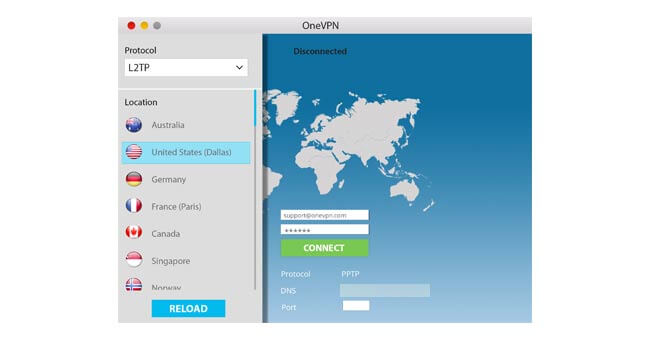 OneVPN interface