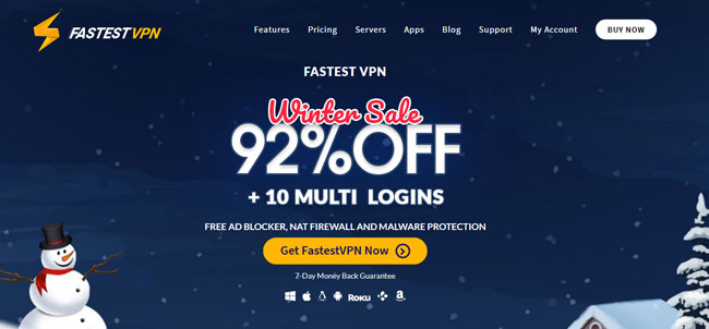 FastestVPN homepage printscreen