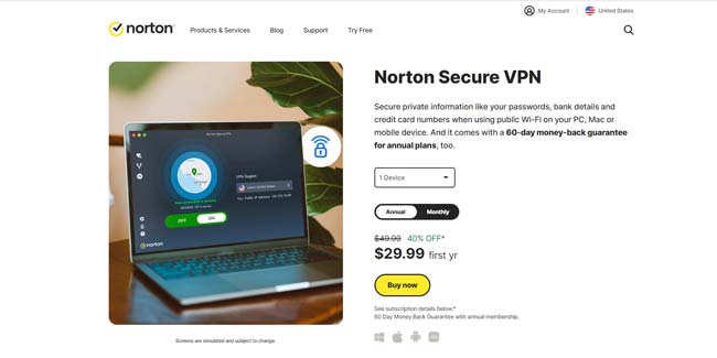 Norton Secure VPN Review Homepage