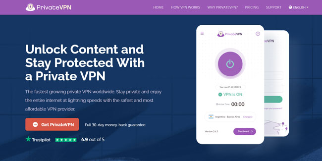 PrivateVPN Homepage